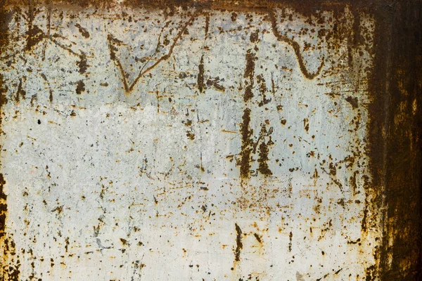 Boyanmış metal paslı arka plan. Metal pas dokusu. Erozyon metali. Dışarıdaki paslı metal duvarda çizik ve kirli doku var..