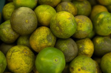 Taze, yeşil, taze mandalina. Yemek konsepti. Tropikal ve egzotik meyveler. Sağlıklı ve vitaminli gıda kavramı.