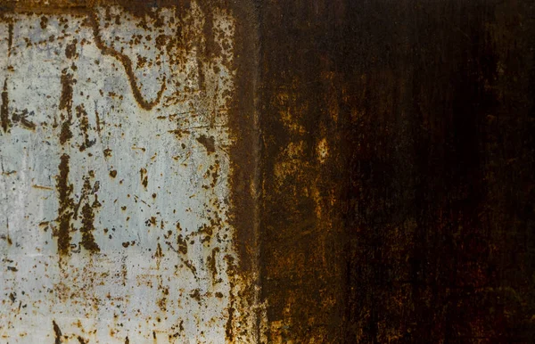 Painted metal rusted background. Metal rust texture. Erosion metal. Scratched and dirty texture on outdoor rusted metal wall. — Stock Photo, Image