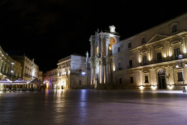 Plaza Del Duomo Noche Ortygia Siracusa — Foto de Stock
