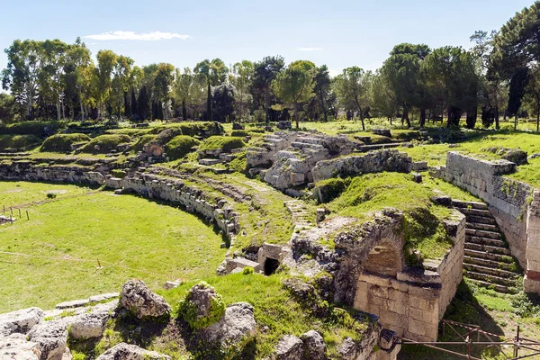 Ruines Amphithéâtre Romain Syracuse — Photo