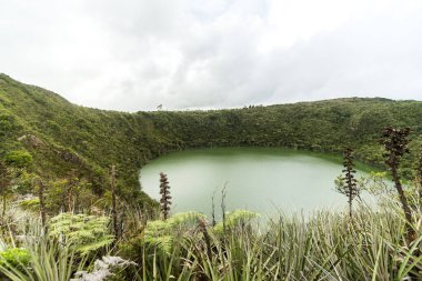 Sesquile, Cundinamarca 'daki Guatavita Gölü Doğal Manzaraları - Kolombiya.