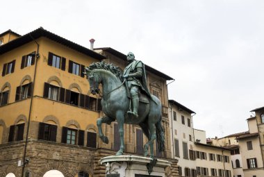 İtalya 'nın Toskana Bölgesi Floransa' daki Piazza della Signoria 'da Antik Heykeller.