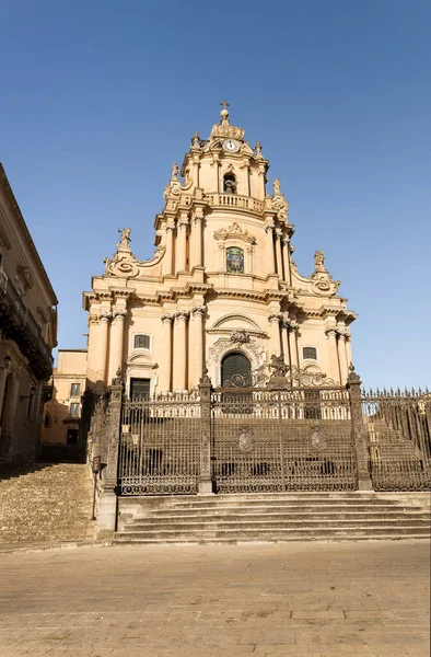 Veduta Frontale Della Cattedrale San Giorgio Ragusa Ibla Provincia Ragusa — Foto Stock