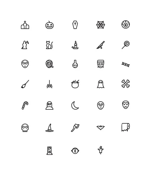 Halloween overzicht icons Set — Stockvector