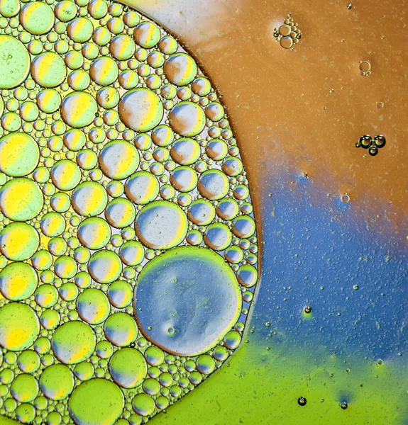 Colorful background of oil drops on the water surface.