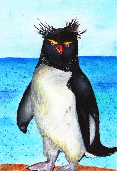 Pingouin Ipmerator Illustration Aquarelle Dessin Bébé — Photo