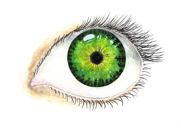 Vackra Kvinnliga Ögon Elev Med Universum Inuti Akvarell Illustration — Stockfoto