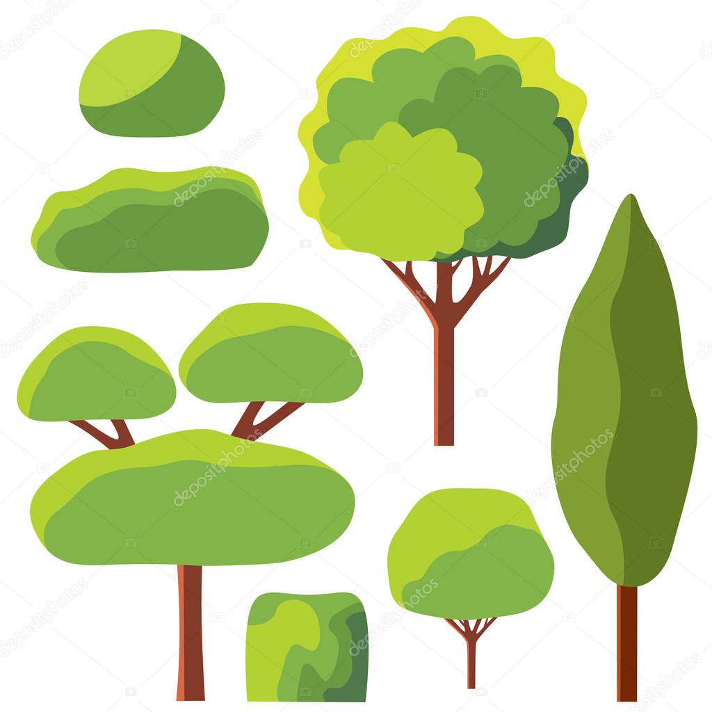 Trees and shrubs. Vector illustration.