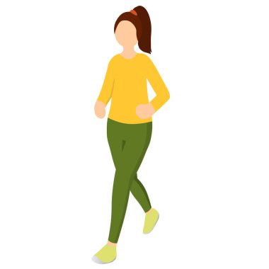 Genç kız koşuyor. Vektör illüstrasyonu.