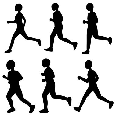 Koşan insanların siluetleri. Vektör illüstrasyonu.