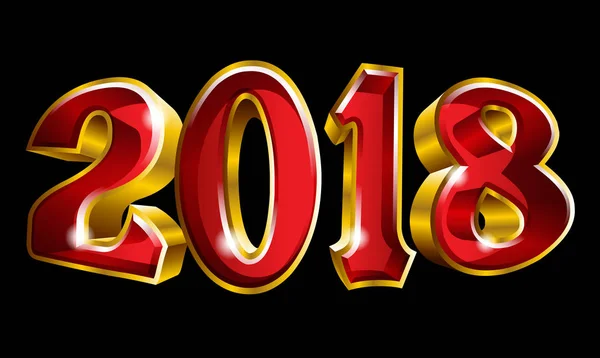 Szczęśliwego nowego roku 2018 3d, takich jak tekst wektor złoto projektowanie na białym na czarnym tle — Wektor stockowy
