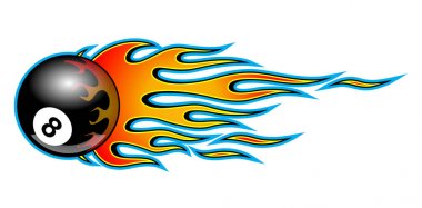 Classic tribal hotrod muscle car flame with 8 ball. Vector illustration. vector