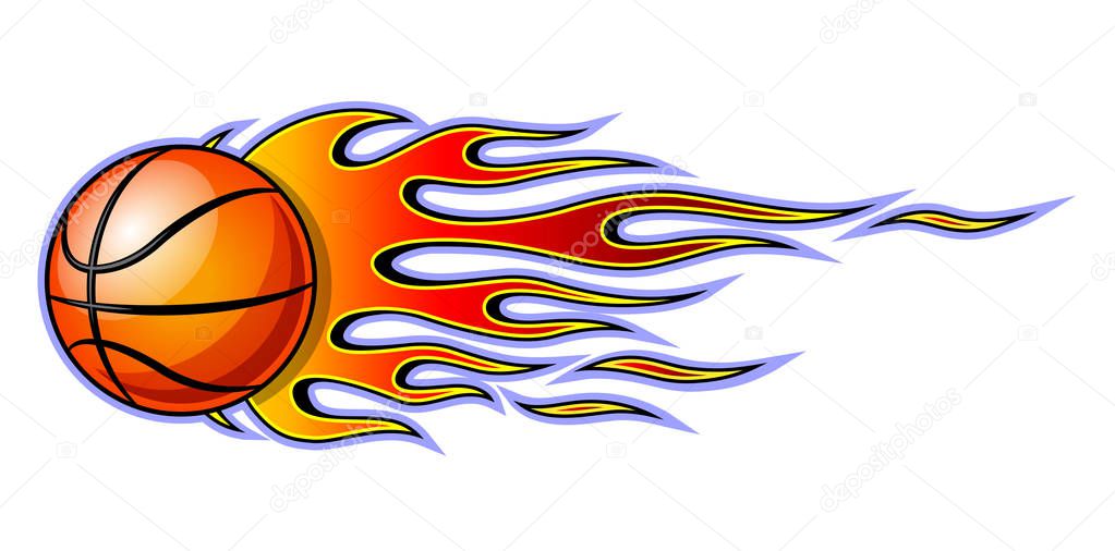Vector classic tribal flame with basketball isolated on white background. Can be used as sticker, decal any kind of decoration or even tattoos.