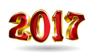 Mutlu yeni yıl 2017 3d vektör altın metin tasarımı ile siyah blackground gibi