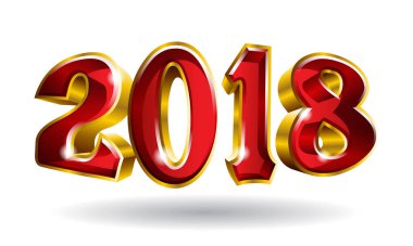 Mutlu yeni yıl 2018 3d vektör altın metin tasarımı ile siyah blackground gibi