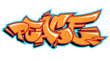 Vektör barış kelime yazı kentsel grafiti tarzı özelleştirilebilir renkler.