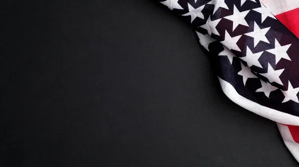 American flag on dark background. Banner mockup for US Independence Day, Memorial Day, American Labor day.