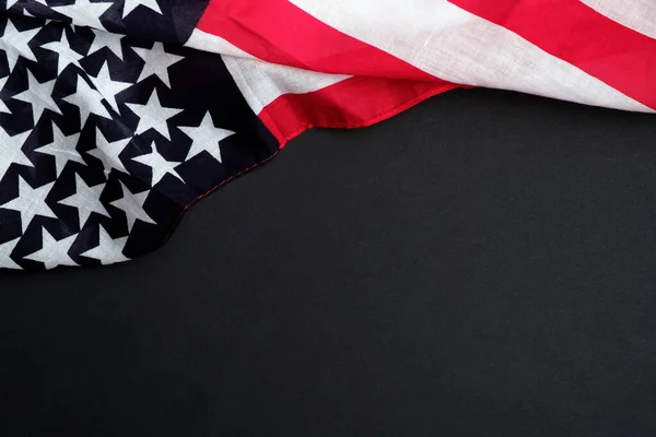 Amerikaanse Vlag Donkere Achtergrond Banner Mockup Voor Memorial Day Juli — Stockfoto