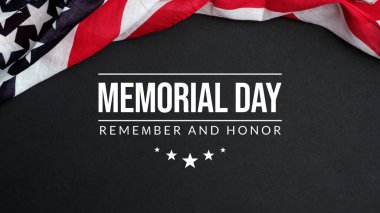 Anma Günü geçmişi. Unutmayın ve koyu arkaplanda ABD bayrağı sallayarak onurlandırın