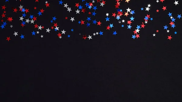 Blue Red White Confetti Stars Usa National Colors Dark Background — Stock Photo, Image