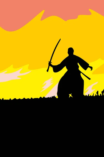 Arte marcial japonés del samurai — Vector de stock