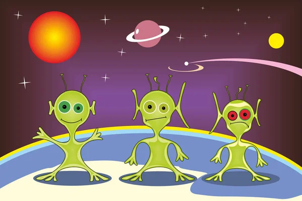 Extraterrestrials of other planets — Stock Vector