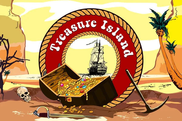 Treasure Island Kaptan Flint Altın — Stok Vektör