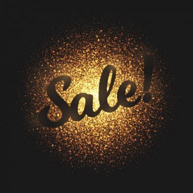 Satılık altın parlayan parçacıklar vektör arka plan
