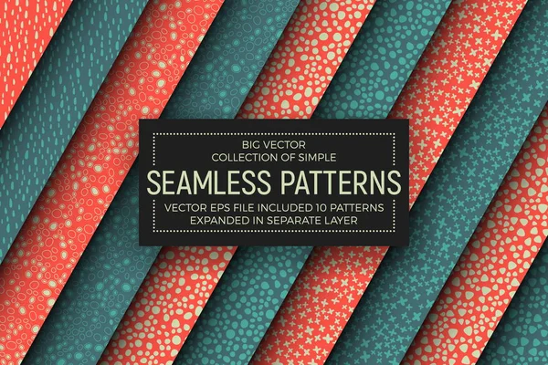 Vector Abstract Simple Seamless Patterns — Stock Vector