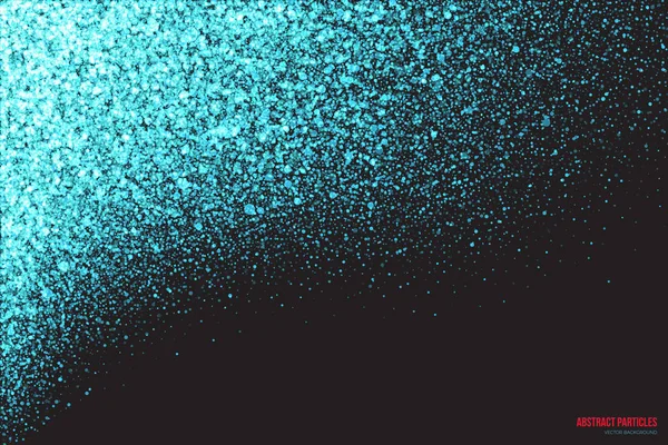 シアンのキラキラ輝く丸い粒子のベクトルの背景 — ストックベクタ
