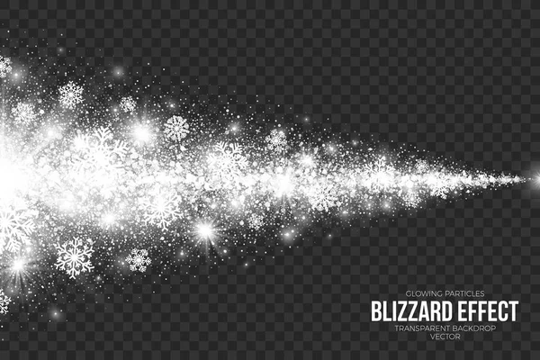 Sneeuw Blizzard Effect op transparante achtergrond Vector — Stockvector
