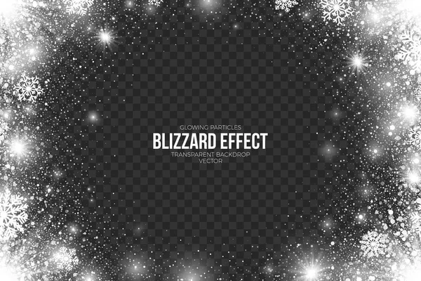 Efecto de Blizzard de nieve sobre el vector de fondo transparente — Archivo Imágenes Vectoriales