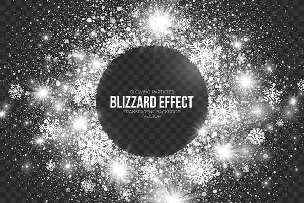 Efecto de Blizzard de nieve sobre el vector de fondo transparente — Archivo Imágenes Vectoriales