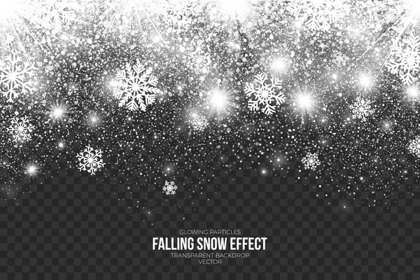 Falling Snow Effect on Transparent Background Vector — Stock Vector