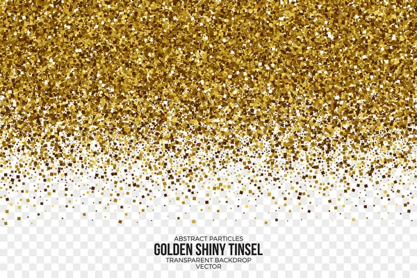 Golden Shiny Tinsel Square Particles Vector Background — Stock Vector