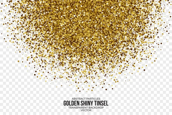 Golden Shiny Tinsel Praça Partículas Vector fundo — Vetor de Stock