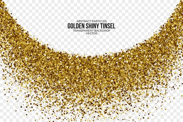 Golden Shiny Tinsel Praça Partículas Vector fundo — Vetor de Stock