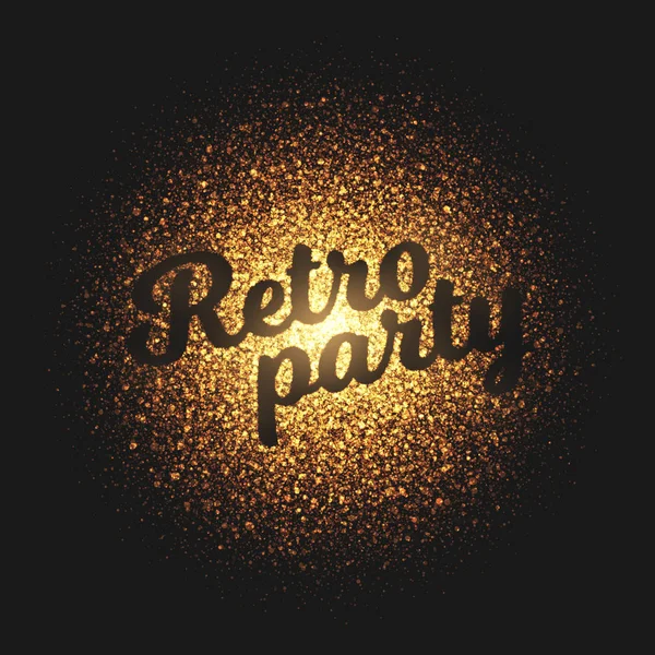 Retro Party arany izzó részecskék vektor háttér — Stock Vector