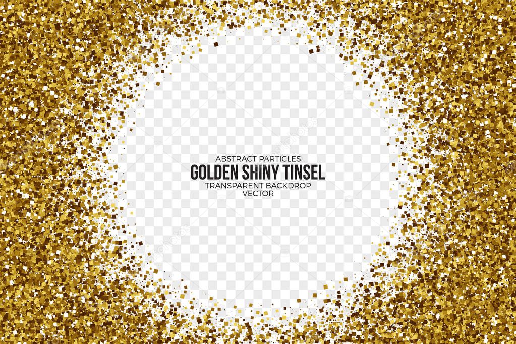 Golden Shiny Tinsel Square Particles Vector Background