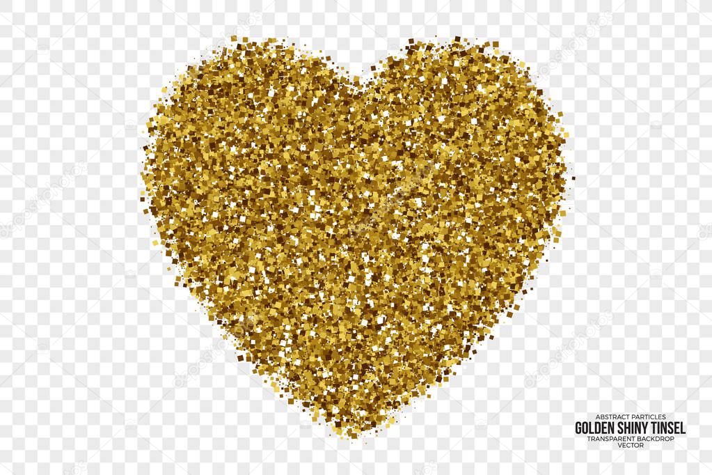 Golden Shiny Tinsel Heart Vector Background