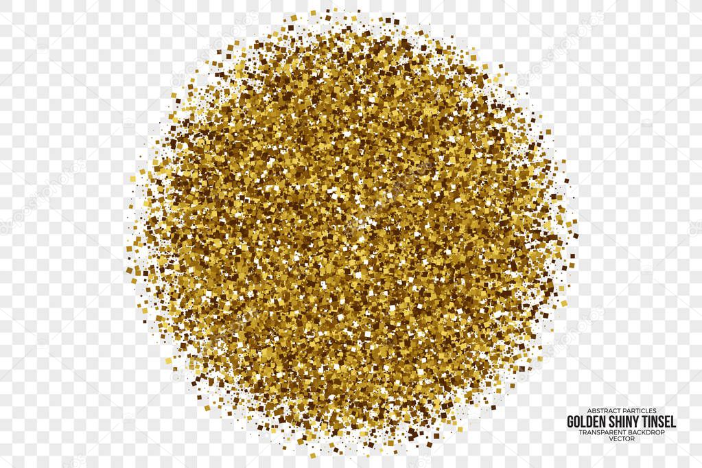 Golden Shiny Tinsel Square Particles Vector Background