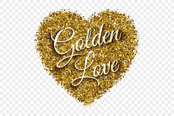 Golden Shiny Tinsel cuore vettoriale sfondo — Vettoriale Stock