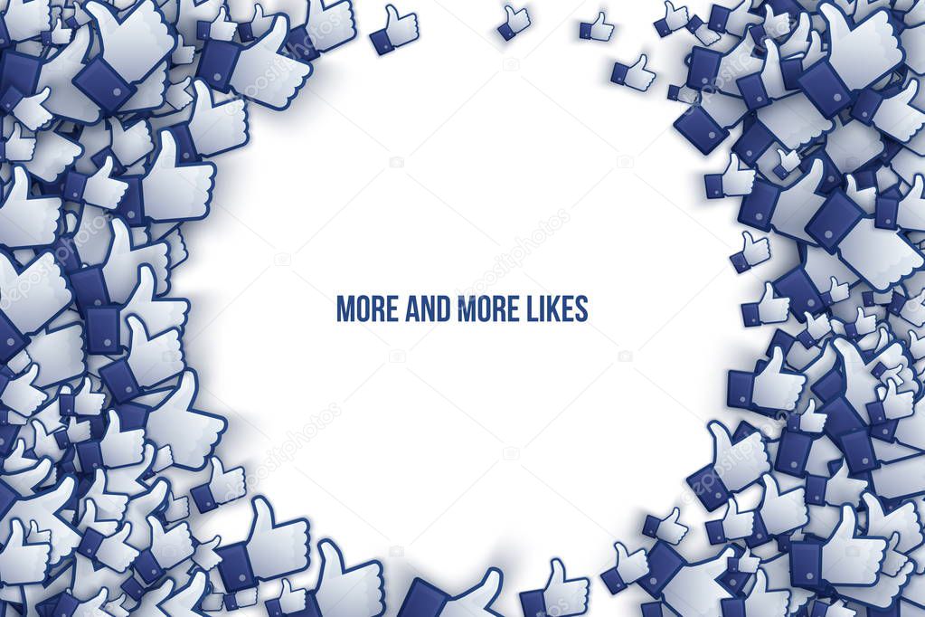 Facebook 3D Like Hand Icons Art Illustration Isolated on White Background