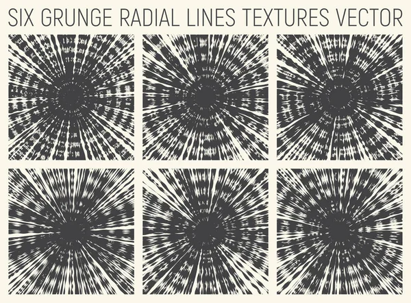 6 Grunge Radial Textures psychédéliques vectorielles — Image vectorielle