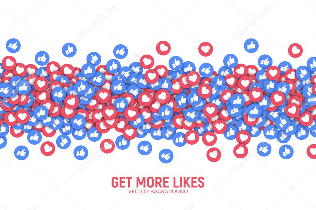Vector 3D Social Network Like Icons Abstract Illustration Isolated on White Background. Design Elements for Web, Internet, App, Advertisement, Promotion, Marketing, SMM, CEO, Business