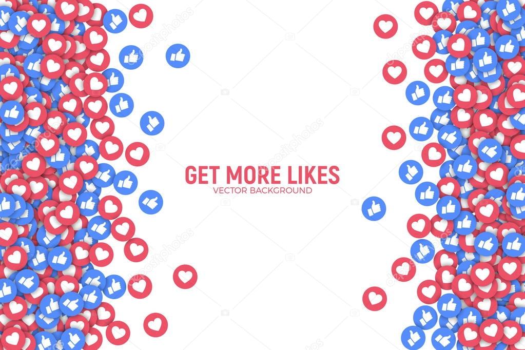 Vector 3D Social Network Like Icons Abstract Illustration Isolated on White Background. Design Elements for Web, Internet, App, Advertisement, Promotion, Marketing, SMM, CEO, Business