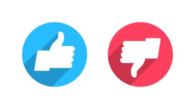 Düz vektör simgelerini sevmek ve sevmemek