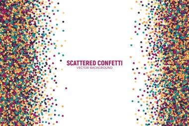 Vektör dağınık rengarenk konfeti beyaz arka plan