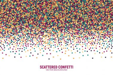 Vektör dağınık rengarenk konfeti beyaz arka plan